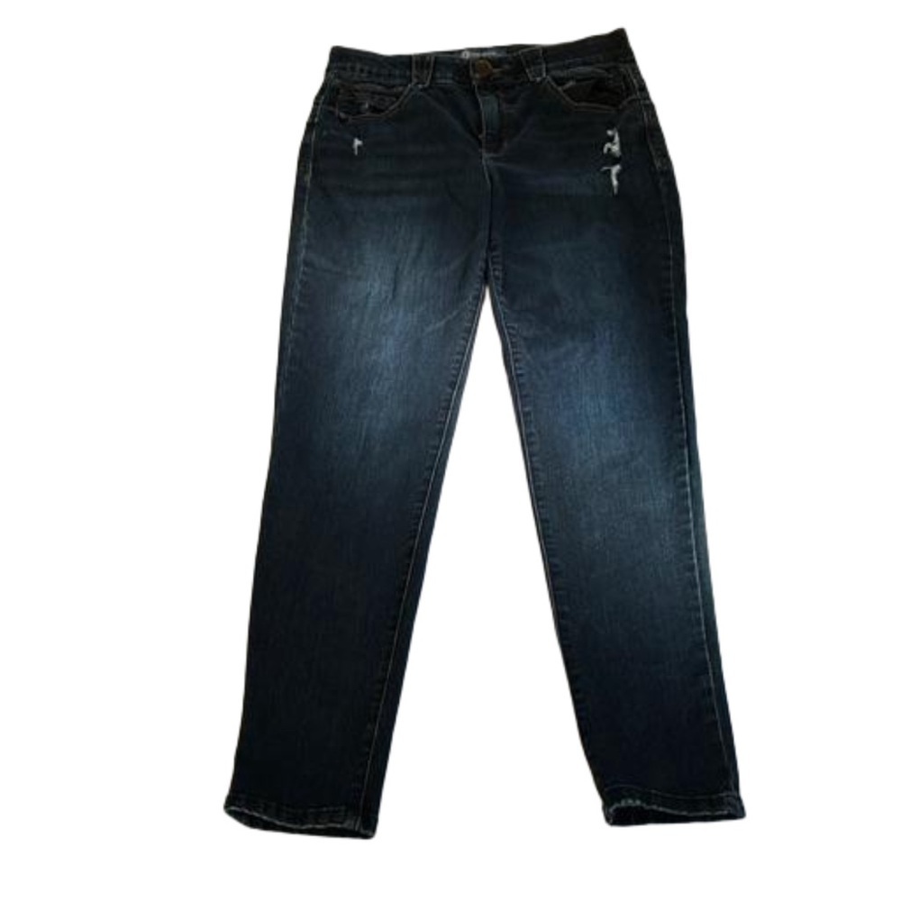 Democracy “Ab” solution Distressed Skinny Jeans, Size 8, Blue Denim